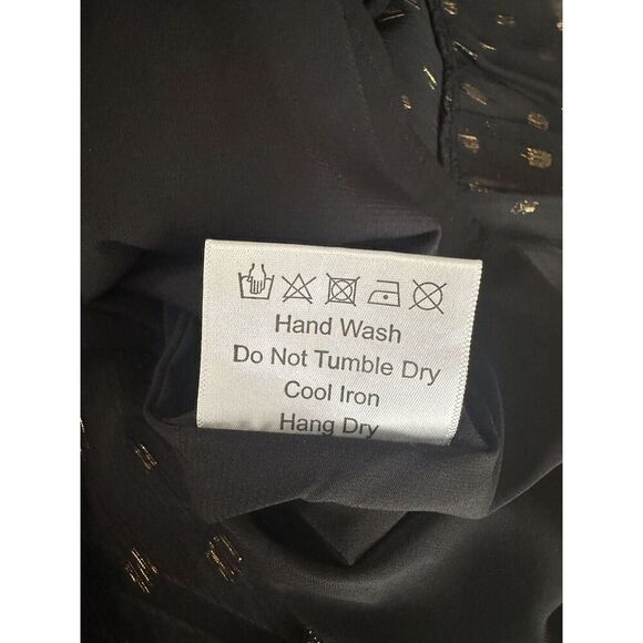 OPT M Mini Dress Metallic Accents LS High Neck Ruffle - Picture 7 of 7